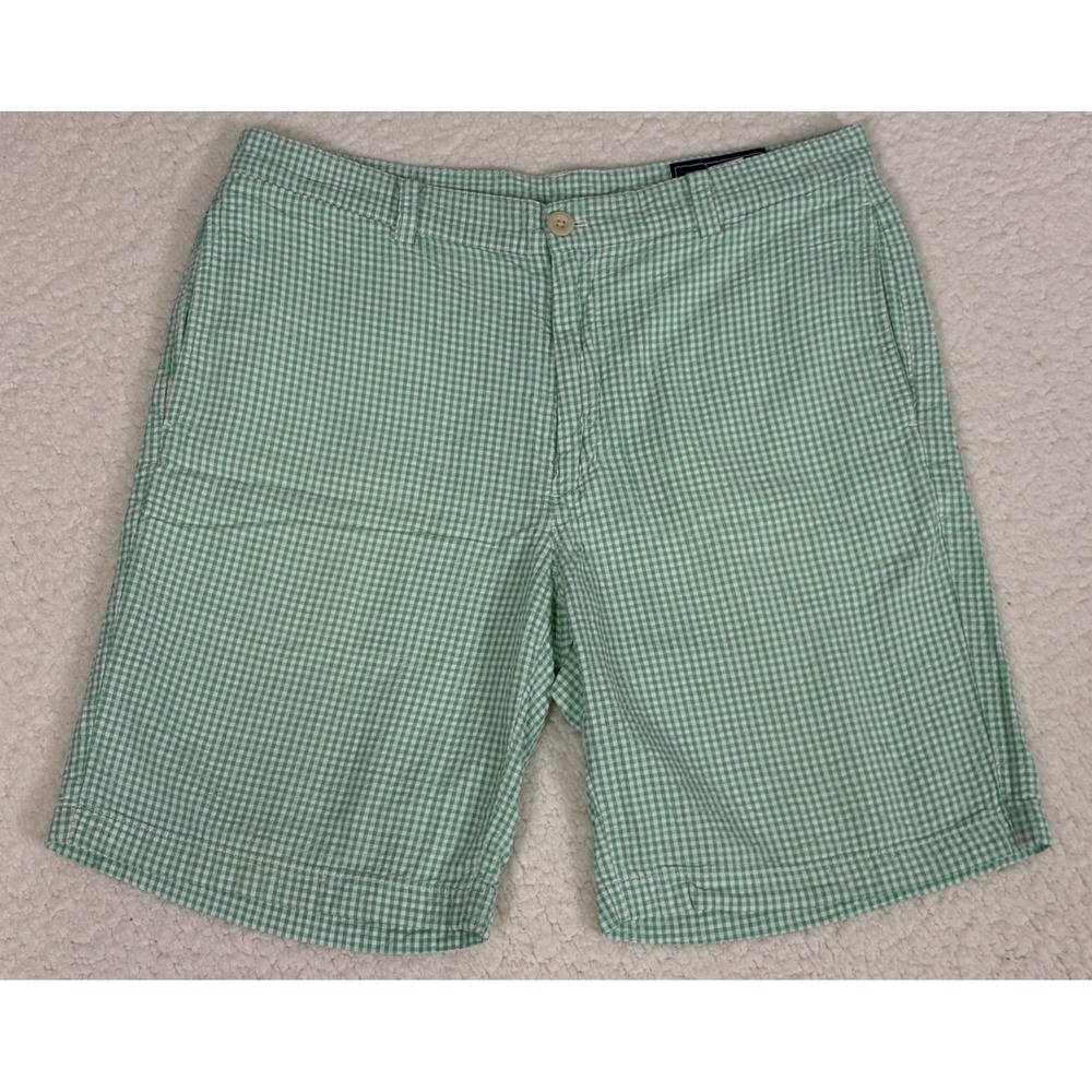 Vineyard Vines Mens 34 Green Gingham Club Shorts Cotton Checkered Preppy